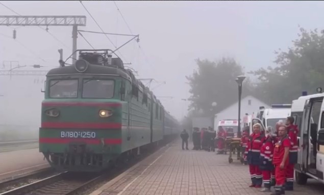 Зустріч першого евакуаційного потяга з Донеччини у Кропивницькому