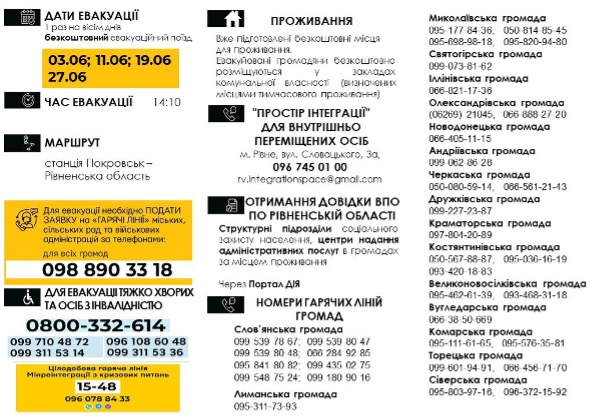 Що варто знати громадянам, які в червні будуть евакуюватися з Донеччини у Рівненську область
